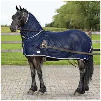 QHP Tuigvliegendeken Met Hals Blauw - 155/205