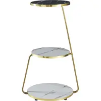 En.casa Bijzettafel Sipoo 74x46x37cm marmer wit en marmer zwart