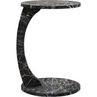 En.casa Bijzettafel Holeby marmerlook zwart 56x38 cm