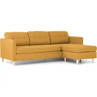 Ebuy24 Marino 3-zitsbank met chaise longue links stof kerriegeel.