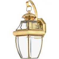 QUOIZEL LED Wand Buitenlamp Newbury | 1X E27 Max 60W | IP44 | Dimbaar | Lacquered Polished Brass