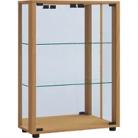 Hioshop Sintalo vitrinekast met spiegel 2 glazen deuren beuken decor.