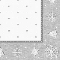 Papstar 50 Servetten ROYAL Collection 1/4 vouw 40 cm x 40 cm zilver X-Mas