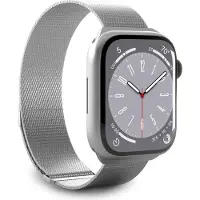 Puro Milanese magnetische band - Pasek ze stali nierdzewnej do Apple Watch 38/40/41 mm (srebrny) (41 mm, 40 mm, 38 mm, Roestvrij staal), Horlogebandjes, Zilver