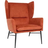 MCW Loungefauteuil -L62, oorfauteuil cocktailfauteuil fauteuil gestoffeerde fauteuil, stof/textiel metaal ~ terracottakleurig