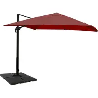 Mendler Zweefparasol -A96, parasol, 3x4m (Ø5m) polyester/aluminium 26kg ~ bordeaux met voet