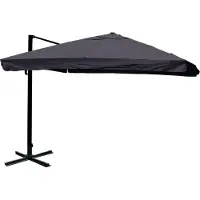 Mendler Zweefparasol -A96, 3x3m (Ø4,24m) polyester aluminium/staal 23kg ~ Flap, antraciet zonder voet, draaibaar