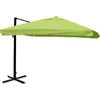 Mendler Zweefparasol -A96, parasol, 3x3m (Ø4,24m) polyester/aluminium 23kg ~ klep, groen zonder standaard, draaibaar