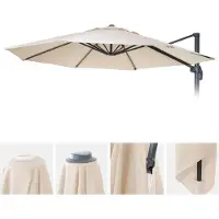 Mendler Paraselhoes -A96, 8 ronde stokken Ø4m 220g/m² polyester, vervangende hoes voor bijvoorbeeld de zweefparasol -A96 ~ crème-beige