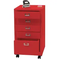 MCW Verrijdbare ladekast -L49, stalen ladekast archiefkast, metaal 75x40x41cm 5 laden ~ rood