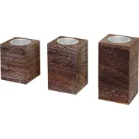 MCW Set van 3 S+M+L theelichthouders -C58, theelichthouder, shabby-look vintage ~ bruin