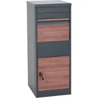 MCW Pakketdoos -G80, pakketdoos brievenbus maat L ~ gegalvaniseerd antraciet, donkere houtlook