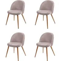 MCW Set van 4 eetkamerstoelen -D53, stoel keukenstoel retro jaren 50 design, fluweel ~ grijsbruin