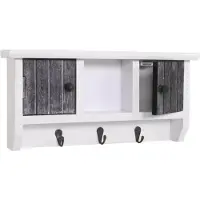 MCW Toetsenbord -A48, sleutelkastje met deurtjes, massief hout MVG-gecertificeerd ~ shabby grijs-wit