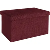 Intirilife opvouwbare kruk 49x30x30 cm in cherry red bank stoel met opbergruimte en deksel van stof opbergbox kist