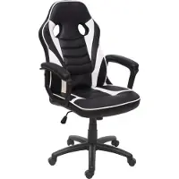 Mendler Bureaustoel -F59, bureaustoel bureaustoel racestoel gamestoel, kunstleer ~ zwart/wit