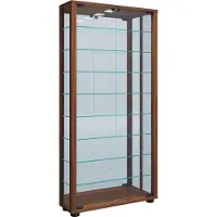 Hioshop LumoMaxi vitrinekast met spiegel 2 glazen deuren nootboom decor.
