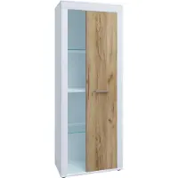 VCM Usilo vitrinekast 1 deur wit, eik decor.