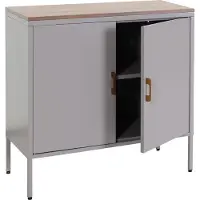 MCW Ladekast -L84, buffetkast dressoir, 2 deuren metaal 90x90x40cm, gemelamineerd ~ grijs