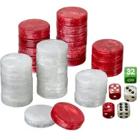 Philos Backgammon speelstukken set Large 34 mm rood/wit