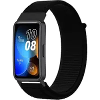 Strap-it Nylon Smartwatch bandje - Geschikt voor Huawei Band 8 / Huawei Band 9 nylon bandje - zwart - Horlogeband / Polsband / Armband
