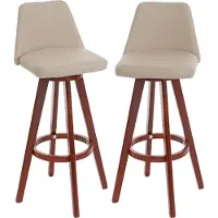 Mendler Set van 2 barkrukken -C43, barkruk counter stool, hout imitatieleer draaibaar MVG-gecertificeerd ~ crème