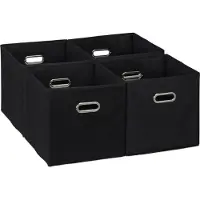 Relaxdays kastmand - set van 4 - opvouwbaar - 30x30x30 cm - 2 handgrepen - speelgoed - zwart