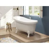 SHOWER DESIGN Vrijstaand retro bad met witte leeuwenpoten – 145 × 74 × 77 cm – wit – 200 L – NISOS II