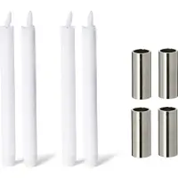 Novaliv Set van 2 zilveren kaarsenhouders 2,5 x 5 cm premium LED-kaarsen echte was flikkerend effect kerstdecoratie kaarsenhouder magneet metaal adventskrans scandinavisch chique tafelkaarsen kaarsenhouder