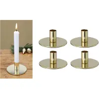 Novaliv Set van 4 kaarsenhouders, metaal, goud, 10 x 5 cm, woondecoratie, kersttafeldecoratie, kaarsenhouder, kaarsenspeld, scandic chic, vintage kaarsenhouder, retro woonkamerdecoratie, decoratieve schaal