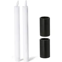 Novaliv 2x magnetische kaarsenhouder ZWART 2,8x5cm kaarsenhouder magneet met LED-kaarsen elektrisch flikkerend effect premium echte wax kaars kaarsenhouder tafelkaarsen tafeldecoratie Kerstmis