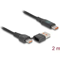 DeLOCK USB 2.0 Fast Charging Cable USB Type-C + USB Type-A male to USB Type-C male PD 3.1 140 W with power indication 1.20 m
