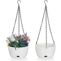 Relaxdays hangpotten met opvangbakjes - set van 2 - binnen - buiten - wit