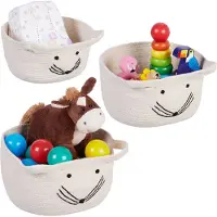 Relaxdays speelgoedmand set van 3 - muis - jute - 3 groottes - opbergmand kinderkamer