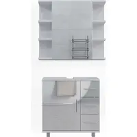 Vicco Badkamermeubel set Ilias Wit Hoogglans 2-delig, Model 40219