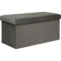 Atmosphera Poef/krukje/hocker Amber - Opvouwbare zit opslag box - fluweel Donkergrijs - 76 x 38 x 38 cm - MDF/polyester - 120 liter inhoud