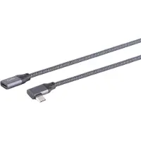 S-Impuls USB-C verlengkabel | haaks (links/rechts) | USB3.2 20 Gbps | PD 100W | 4K 60Hz | aluminium/nylon | 2 meter