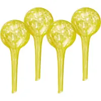 Relaxdays waterdruppelaar - set van 4 - glas - Ø 6 cm - kamerplanten - watergeefsysteem - geel