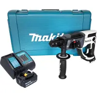 Makita Boormachine + slagboor, DHR 202 ST1W Accu boormachine 18 V 20 mm 2.0 J wit + 1x oplaadbare accu 5.0 Ah + lader + koffer (Oplaadbare batterij)