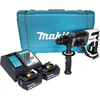 Makita Boormachine + slagboor, DHR 202 RTW accuklopboormachine 18 V 20 mm 2.0 J wit + 2x accu 5.0 Ah + lader + koffer
