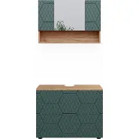 Vicco Badkamermeubel set Irma Groen/Goudkleurig Eiken 2-delig, Model 47199