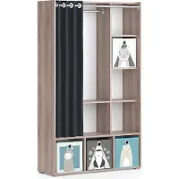 Vicco Luigi Kinderkledingkast – 105.8 x 178.1 cm Met vouwboxen (grijs) Sonoma
