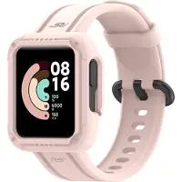 Strap-it Siliconen Smartwatch bandje - Geschikt voor Xiaomi Mi Watch Lite siliconen bandje met frame - roze - Horlogeband / Polsband / Armband