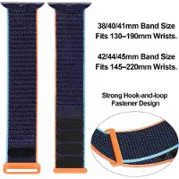 Strap-it Nylon Loop band - Geschikt voor Apple Watch (Series 12/11/10), (SE 3/2/1), (Series 9/8/7/6/5/4) - 38/40/41/42mm - Donkerblauw - Nylon bandje met klittenband - Stof iWatch bandje