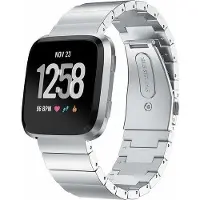 Strap-it Stalen Smartwatch bandje - Geschikt voor Fitbit Versa 2 luxe metalen bandje - zilver - Horlogeband / Polsband / Armband