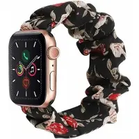 Strap-it Scrunchie band - Geschikt voor Apple Watch (Series 12/11/10), (SE 3/2/1), (Series 9/8/7/6/5/4) - 38/40/41/42mm - Bloemen - Elastisch haarelastiek bandje van nylon - iWatch bandje