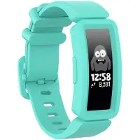 Strap-it Siliconen Smartwatch bandje - Geschikt voor Fitbit Ace 2 siliconen bandje - voor kids - aqua - Horlogeband / Polsband / Armband