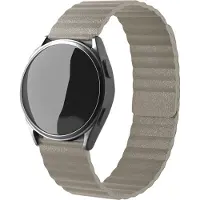 Strap-it Magnetisch leren loop bandje - geschikt voor Xiaomi Watch S1 (Active/Pro) / Watch 2 Pro / Watch S3 / Mi Watch / Amazfit Balance / Bip 5 - kaki