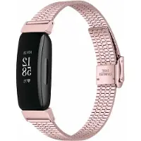 Strap-it Stalen Smartwatch bandje - Geschikt voor Fitbit Inspire roestvrij stalen band - rosé pink - Horlogeband / Polsband / Armband