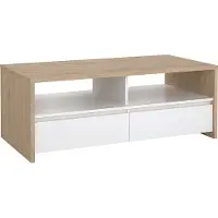 Ebuy24 Next salontafel 2 lades, 2 planken eiken decor, wit hoogglans.